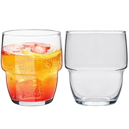 KONZEPT Gläser stapelbar 240ml, Trinkgläser Set 12 teilig, ideal als Wassergläser, Cocktailgläser und Saftgläser
