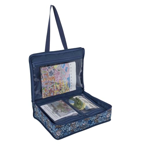 Image of Hobby Gift Project Case Sewing and Yarn Storage Bag with Handles Internal Pockets and Organiser Inserts for Knitting Crochet Craft Classes and Travel