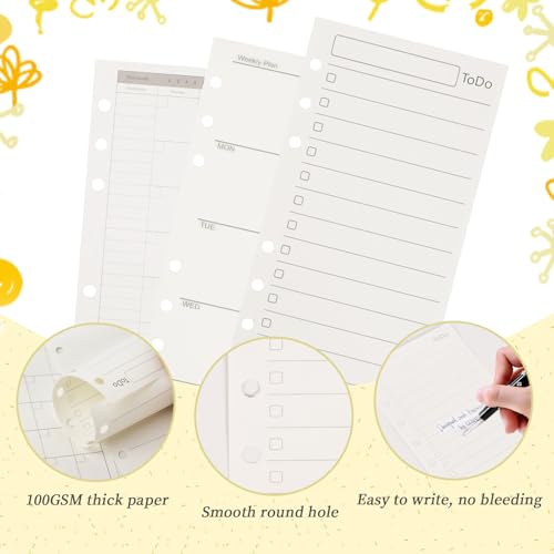 Papel de recambio A6 de 6 agujeros con 135 hojas blancas para organizador personal 4