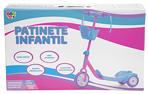 Kit Patinete com Cestinha 3 Rodas Com Kit Proteção Feminino - Lilas
