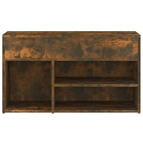 ShGaxin Banco Zapatero, Banco Pasillo, Banco Recibidor, Descalzadora, Estanteria Zapatero, Mueble Zapatero, Madera contrachapada Roble Ahumado 80x30x45 cm - imagen 6