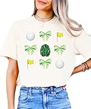 Golf Tournament Shirt for Women & Teens Green Golf Coquette Bows and Flags Tee Ivory Shirt Adult Small