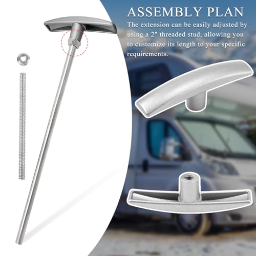 Image of povtii 2 PCS RV Waste Valve Extension Tube, Sewer Waste Valve Extension Rod Handle Set, Aluminum Extension Waste Water Tube Replacement Kit Keystone RV Parts, Car Accessories