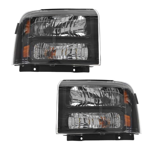 Image of TRQ Headlight Assembly Set Headlights Compatible with 2005-2007 Ford F-250 Super Duty F-350 Super Duty FO2502224 FO2503224