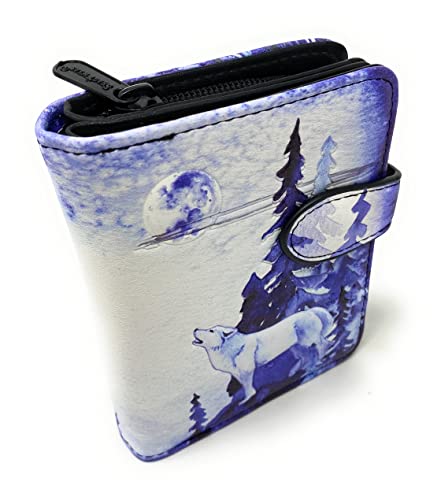 Shag Wear Mystic Wolves Stylish Small Animal Wallet for Women and Teen Girls Vegan Faux Leather 4.5