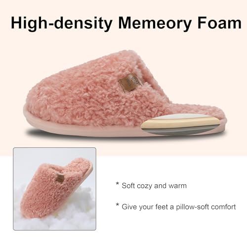 Image of Micolin Slippers For Women Men Fuzzy Winter Warm With Memory Foam House Comfort Fluffy Lining Anti-Skid Cute Indoor Outdoor Shoes