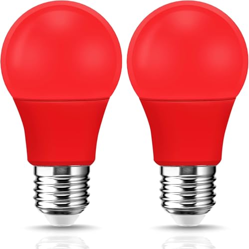YOOLYER - YOOLYER LED Colored Light Bulb 9W (60W Equivalent),A19 LED E26 Base Color Light Bulbs,LED Bulb for Halloween,Christmas Decoration,Party,Bars,Porch Lights,Holiday Mood Lighting,Non-Dimmable (Red)