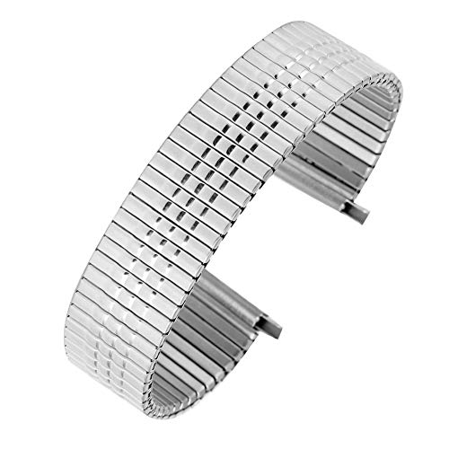 DHDHWL Uhrenarmband Premium elastisches Uhrenarmband 16 mm Edelstahl Uhrenarmband 18 mm ohne Schnalle Metall Ersatz 20 mm Uhrenarmband 22 mm Armband S61 (Bandfarbe: Silber) Cover