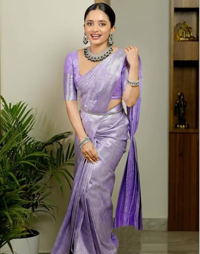 Image of SIRIL Women's Banarasi Soft Silk Saree Pure Silk with Unstitched Blouse Piece