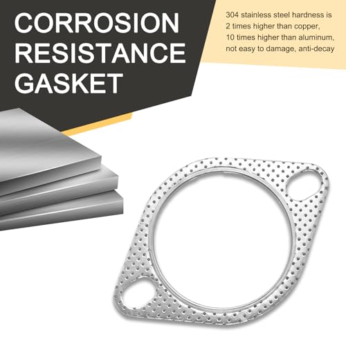 Image of Eratus 2 PCS Exhaust Pipe Interface Gasket, 2 Holes High Temperature High Pressure Exhaust Flange Gasket, Tight Connection Leak-proof Sealing Parts Replacement, for Most Cars (Silver #2.5 inch)