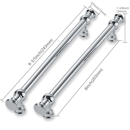 CABDM 10 Pack 8 Inch Hole Center Polished Chrome Cabinet Pulls-Heavy Duty Solid Cabinet Handles Suitable for Cabinets, Dressers, Kitchens and Bathroom cabinets by CABDM - Used condition - Image 2