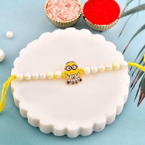 Image of CraftVatika Set of 1 Kids Rakhi for Brother Kids Brother Sister Girls Boys Baby, Stylish Kid Rakhi, Designer Cartoon Raki for Children, Rakshabandhan Set with Greeting Card, Tilak Set Fridge Magnet