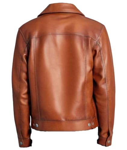 Men's Mike Epps Brown Waxed Distressed Trucker Buttoned Genuine Leather Jacket For Men2