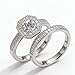 Gziweuwi Vintage Simulated Diamond Rings 925 Sterling Silver Moissanite Full Diamond Ring Couple Princess Round Diamond Ring Set Fashion Sparkling Luxury Engagement Ring for Women 10