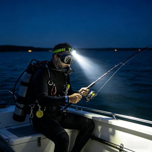 Linterna frontal de buceo para hacer snorkel y acampar cerca del agua 2