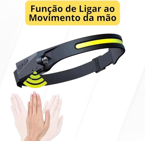 Lanterna De Cabeça Led Potente recarregável USB com sensor de movimento Resistente Água Para Uso em