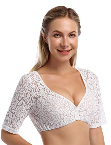 KOJOOIN Oktoberfest Damen Dirndlbluse Spitzen Bluse Transparent...