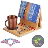 HIGH OUALITY Natural Bamboo Triangle Bookmark with Drink Holder |Night Stand Book Holder| Countertop Recipe Holder| Wood Book Reading Rest with Slotted| Book Corner Display(Bamboo)