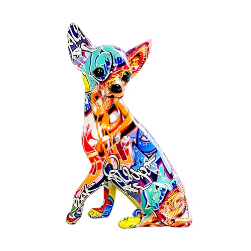 Instrumentos Musicales, Home IDORTYBB - Estatua de arte con graffiti de Chihuahua, estatua de animales, decoración del hogar para sala de estar, recámara, estante de TV, gabinete de...