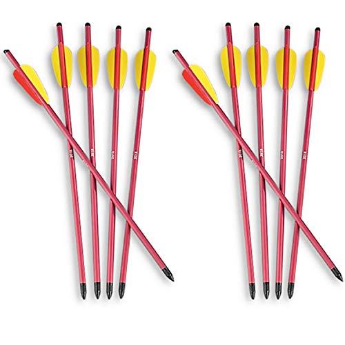 KingsArchery Crossbow Arrows Aluminum 17 inch (10 Pack) Long Arrows Set in Metallic Blue and Red for Hunting Crossbow Pistol Precision Target Arrow + KingsArchery Tech Support & Warranty