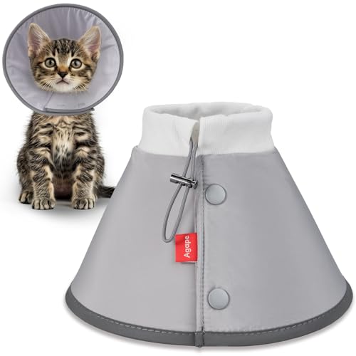 Image of Agape Soft Dog Cone for Small Dogs & Cats, Comfy Dogs Recovery Collar After Surgery, Adjustable E Collar Alternative to Stop Licking (Gray (Small Dogs Cone), 1 (Neck:5.5 inch-7 inch))