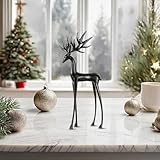 Statue de renne délicate: les statues de renne modernes mates dans une finition noire élégante apportent une touche moderne et sophistiquée à votre décor saisonnier, parfaites pour embellir votre espace de vie pendant les vacances.