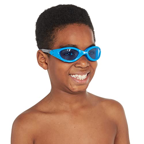 Zoggs Panorama Kids Swimming Goggles (Blue Lens, Blue/Grey, 6-14 Years) with Tinted UV Protection & Soft, Anti-Leak Seal - Image 3