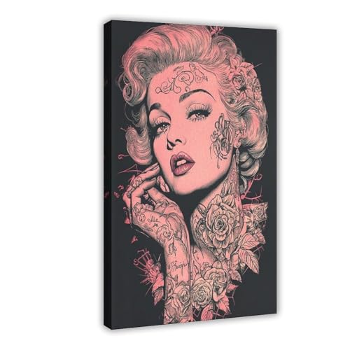 Poster Marilyn Monroe avec fleurs, cadeau décoration de toile 61x91 cm