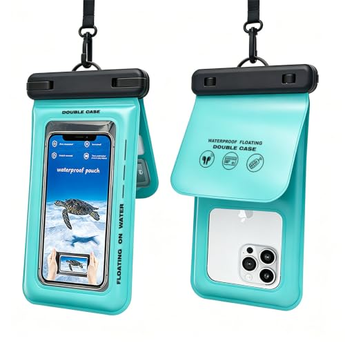 Image of ZORBES Waterproof Phone Pouch IP68 Floating Dry Bag for Swimming Green | Floating Phone Case with Lanyard for iPhone 17 Pro Max 16 15 14 S26 S25, Up to 7.5''