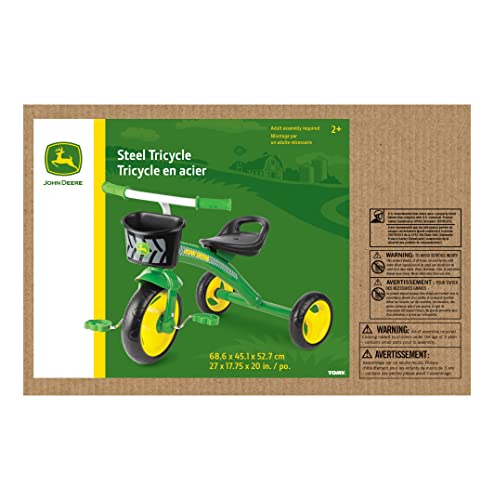 John Deere Heavy Duty Ride On Toys Tricycle with Basket for Kids Aged 2 Years and Up, Green