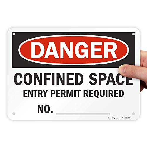 SmartSign "Danger - Confined Space, Entry Permit Required" Sign | 7" x 10" Aluminum