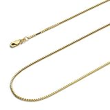 14k REAL Yellow Gold Solid 0.8mm Box Link Chain Necklace with Lobster Claw Clasp - 20'
