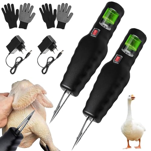 Elektrischer Federzupfer,2 Stück Elektrische Geflügelrupfmaschine,Elektrischer Geflügelfederzupfer,Handheld Hühnerrupfmaschine,Tragbar Rupfmaschine,Für Geflügel Gänsefedern Rupfen