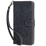 LMFULM® Hülle für Umidigi A13 / A13s / A3 Pro (6,7 Zoll) PU Lederhülle Retro Gefrostet Magnetverschluss Handytasche Anti-Diebstahl-Bürste Brieftasche Stand Ledertasche Schwarz