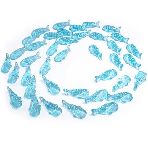 NORXUAZE 40Pcs Blue Whale Shark Resin Statue, Mini Sharks for Terrarium Decor, Garden Landscapes, Moss Scenes, Desk Miniatures, Whale Shark Decor Resin Art, Miniature Animal Figure Collectible