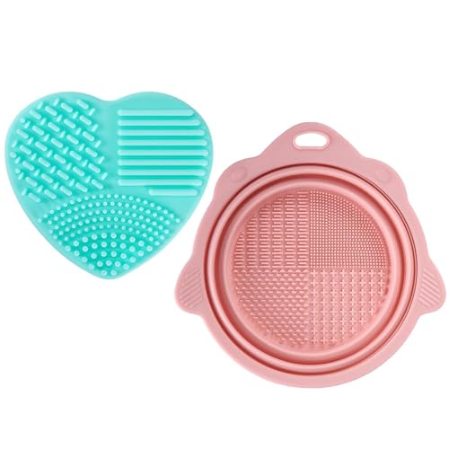 シリコーン化粧ブラシ クリーニング マット、化粧ブラシ スクラバー マット - 化粧ブラシクリーナーマットシリコン両面クリーニングパッド | ポータブルブラシクリーニングツール、メイクブラシ用のかわいいスクラバーパッド、スポンジ