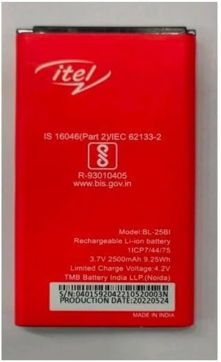 Original BL-25BI Compatible for Itel It5600, 5600, It5606, 5606, Itel Power 400, It5620, 5620, It5616, 5616, It5622, 2500mAh