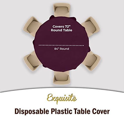 Image of Party Solids Plum Round Plastic Tablecloth - 84 Inch, Pack of 24