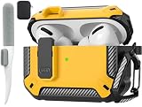 Maxjoy Etui do Airpods Pro 2 2022, etui ochronne do AirPods Pro 2. generacji z blokadą Gen 2, wojskowe, twarde, wytrzymałe, odporne na wstrząsy, z brelokiem, kompatybilne z Apple Airpods Pro 2, żółte