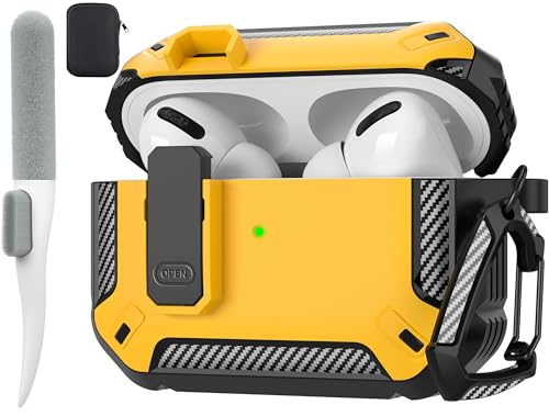 Maxjoy Etui do Airpods Pro 2 2022, etui ochronne do AirPods Pro 2. generacji z blokadą Gen 2, wojskowe, twarde, wytrzymałe, odporne na wstrząsy, z brelokiem, kompatybilne z Apple Airpods Pro 2, żółte