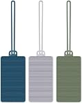 Travelon Set of 3 Silicone Privacy Luggage Tags, Cool Tones, 2.2”W x 4.5”H x 0.30”D