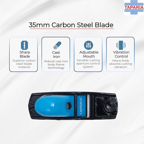 Image of Taparia CBP 102 Block Plane with 140mm Cast Iron Body-35mm Hardened Carbon Steel Blade for Fine Woodworking-Premium Wood Smoothing Tool for Carpentry, Trimming & End-Grain Work