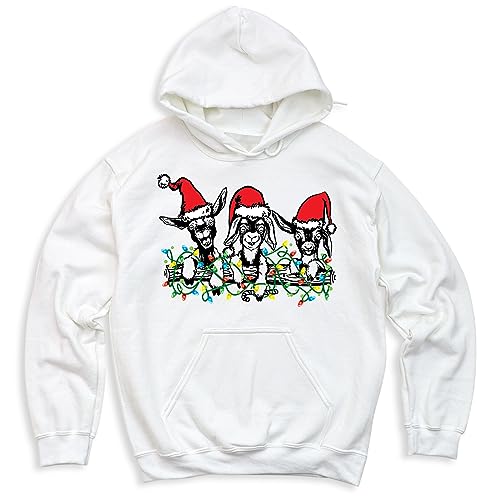 Christmas Goat Graphic Print Sweatshirt Hoodie, Christmas Themed Sweatshirt, Goat Lover Sweatshirt, Adult Handmade Unisex Long Sleeve Top with Animal Print4