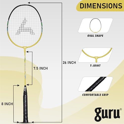 Image of GURU Smash-286 Heavy Duty Aluminium Badminton Racket Pack of 1 with Cover