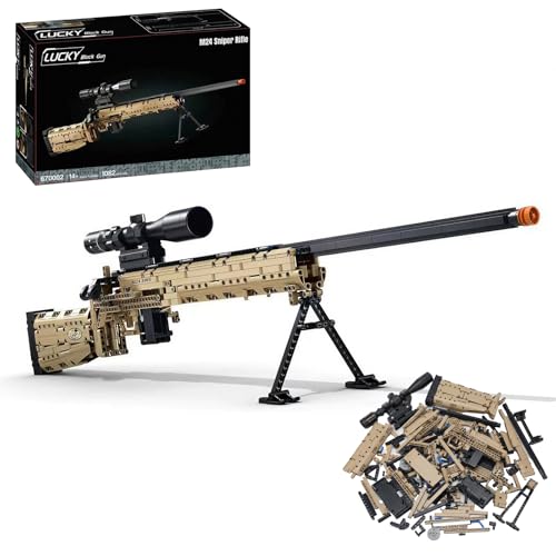 LQPFBSM Gun 1:1 M24 Building Block Set 1082 Pcs Military Series Building Set Sniper Rifle Model Kit Home Decor Display Gift for Adults & Teens