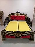 Aarsun King Size Bed with Storage | Royal Teak Wood Bedroom Set with Side Table | Wooden Furniture