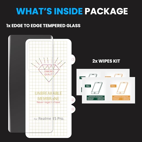 Image of FIRST MART Front & Back Tempered Glass for Realme 15 Pro With Installation Kit | Edge to Edge Coverage | Militry-Grade Screen Guard & Back Nano Membrane | Clear