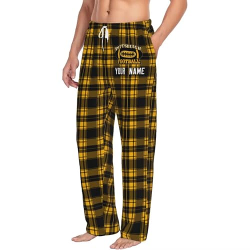 Personalized Custom Pajama Pants Sport Fan Style Home Pants Comfortable Soft for Men Plaid with Name Pajamas2