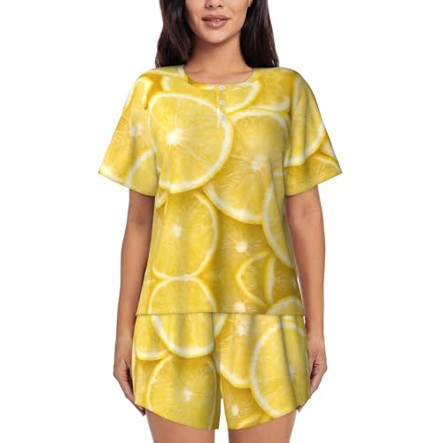 Pyjama jaune imprimé citron femme : finissez-en avec les nuits chaudes grâce à ce short doux