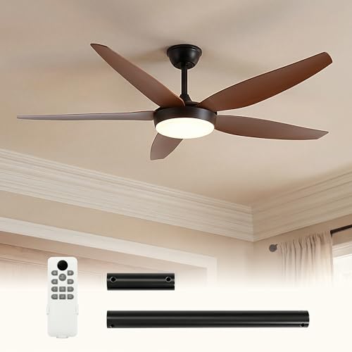 Tribesigns 56 Inch Ceiling Fans with Lights and Remote Control, 5 Blades Low Profile Ceiling Fan with LED Dimmable, DC Motor & 3CCT, 6 Speeds, High CFM Quiet, Timers, Reversible, Plastic Blade
